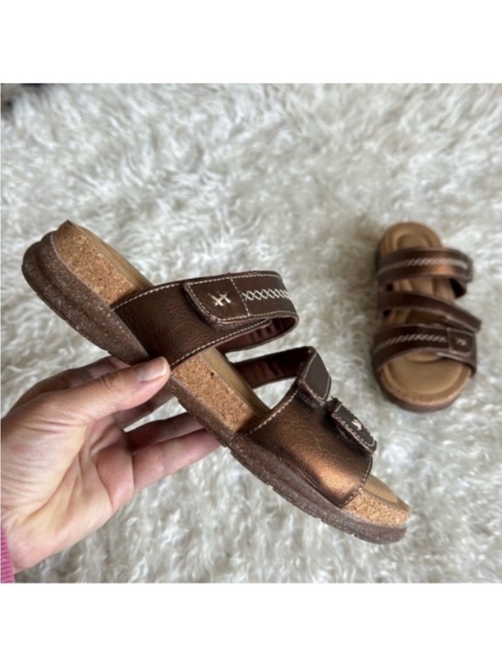 CLARKS Women's Collection Roseville Bay Sandals/Flats/Slides Sz 7 Bronze